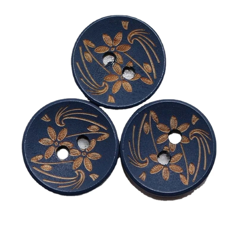 SHINE 50PCs Wood Sewing Buttons Scrapbooking Two Holes Laser Technology Flower 15mm Dia. Costura Botones Decorate bottoni botoes