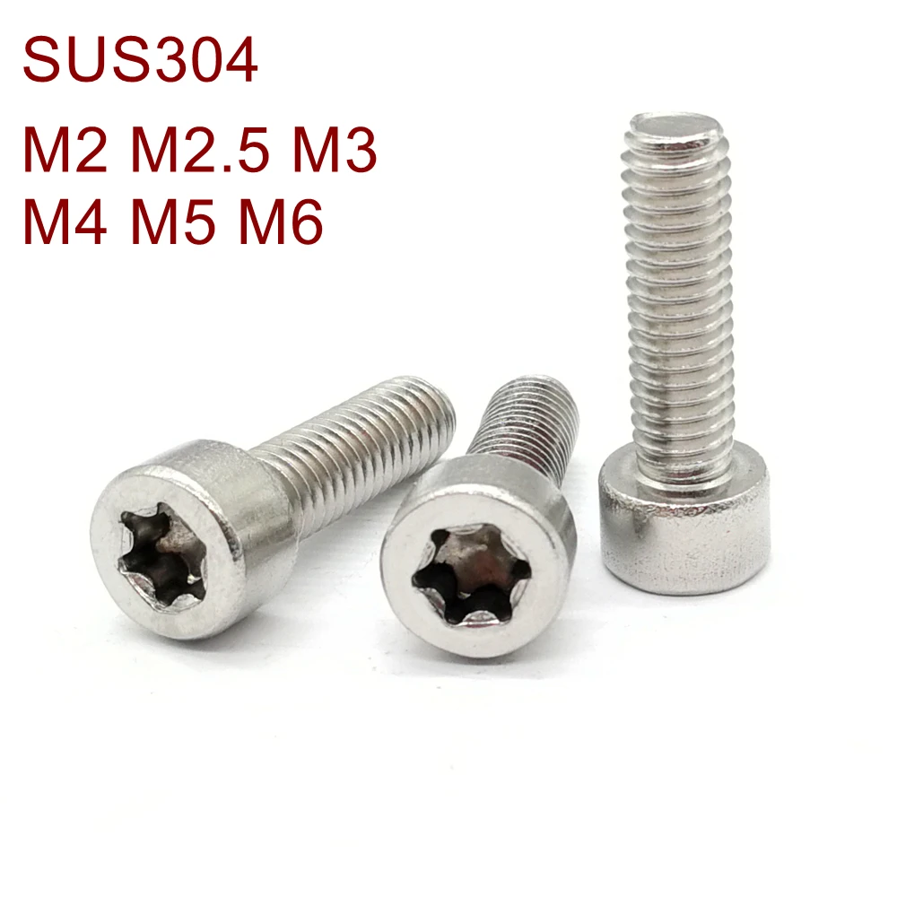 Stainless Steel  hex socket torx head screws M2 M2.5 M3 M4 M5 M6  SUS304 Six lobe Security head screws