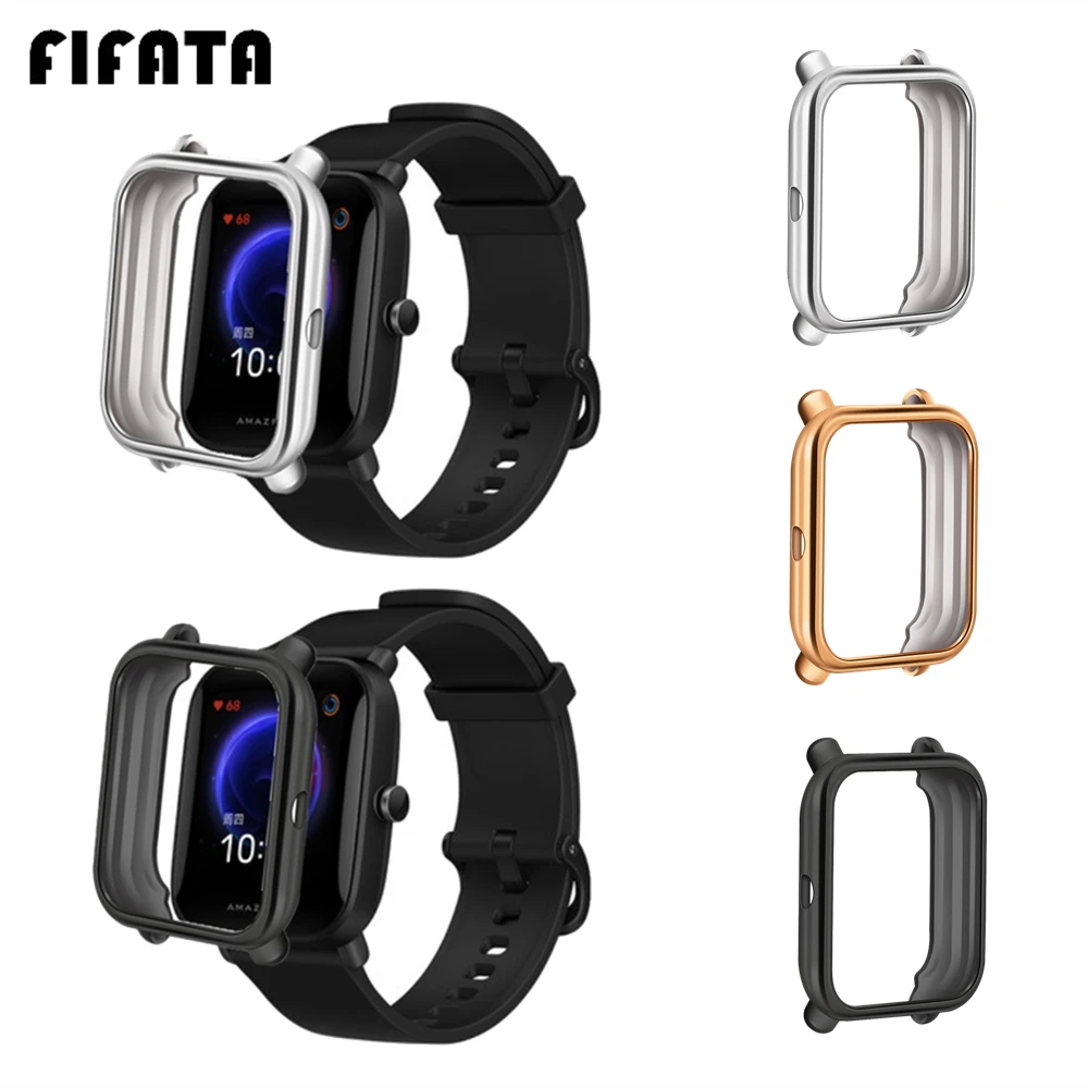 FIFATA Plating Soft TPU Case Cover For Huami Amazfit Bip U / Bip S / GTS2 Mini/BipU Pro Smart Watch Frame Bumper Protector Shell