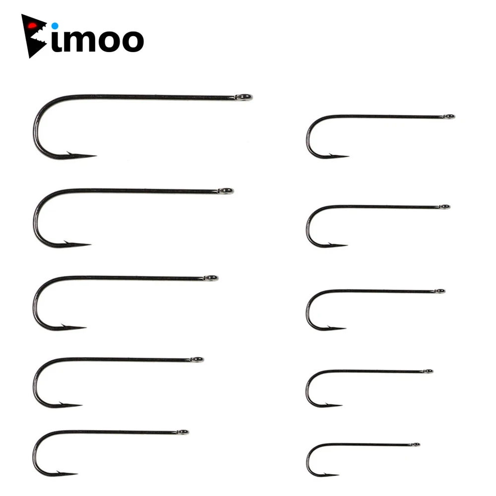 Bimoo 50PCS Aberdeen Long Shank Fish Hook Saltwater Fresh Water Fishing Hooks Sabiki Rig Streamer Fly Hook Size 10 4 2 2/0 3/0