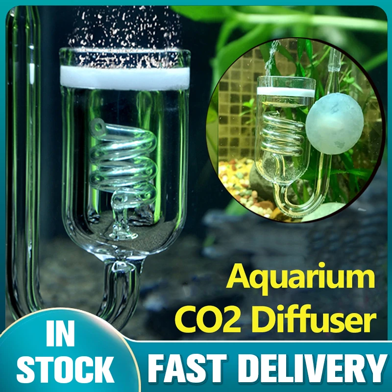 1 Pc Aquarium CO2 Diffuser Glass Tank Bubble Atomizer Reactor Solenoid Regulator Moss CO2 Atomizer for 60~300L Plants