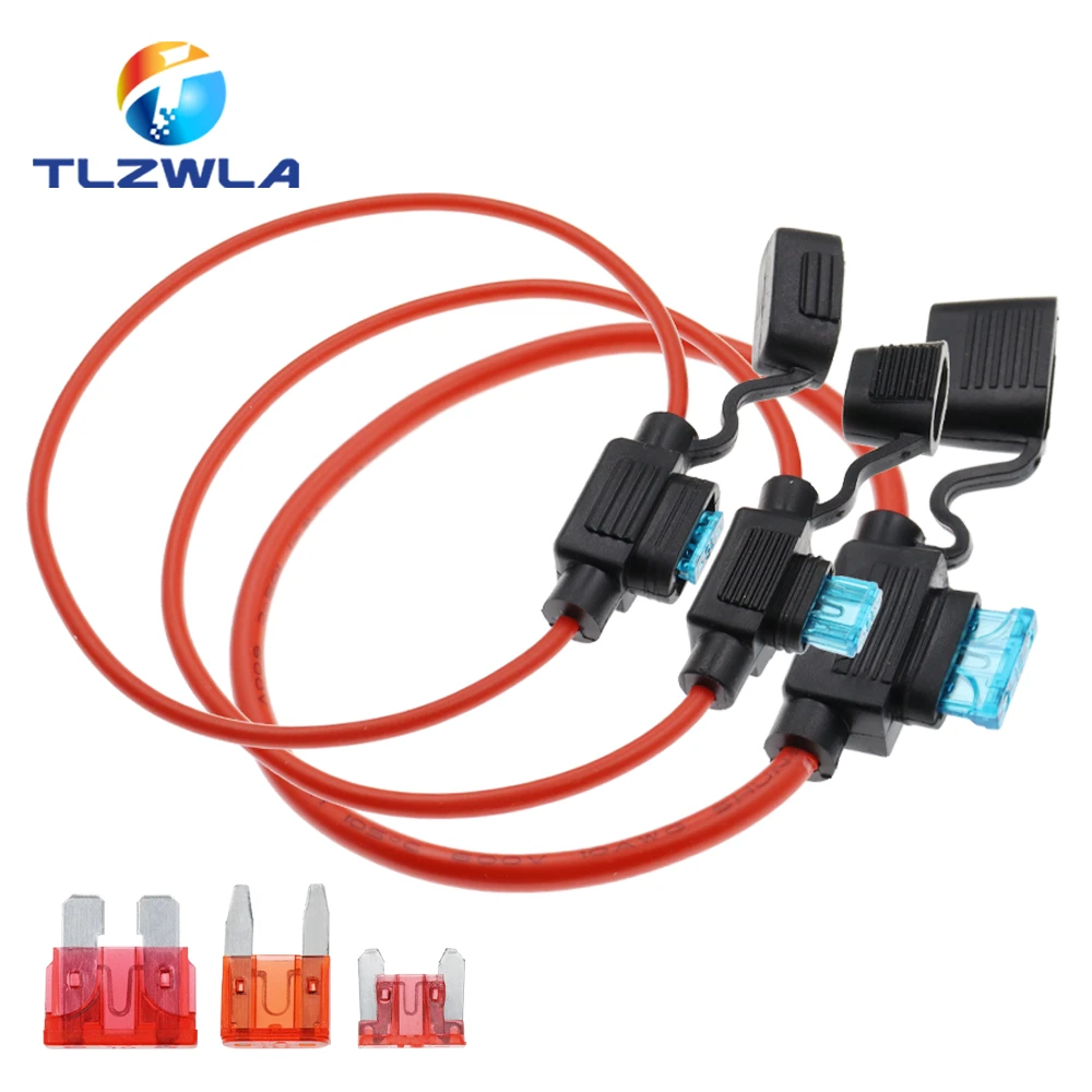 1Set Standard/Mini/Micro Car Waterproof Fuse Box Blade Type In Line Fuse Holder Power Socket 18/16/14/12/10AWG 5A10A20A30A40A50A