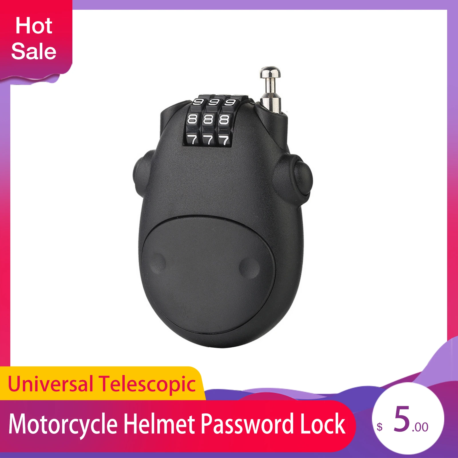 Universal Motorcycle Helmet Password Lock Telescopic Wire Rope Steel Cable Code Lock Suitcase Car Sled Helmet Password Lock