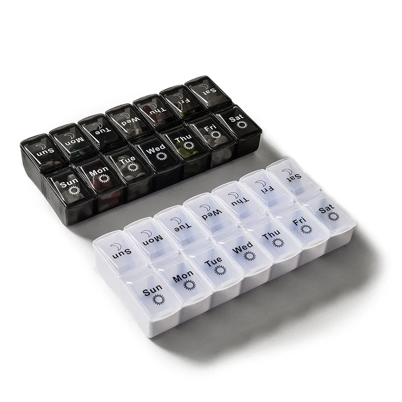 1Pc 7 Days Pill Medicine Box Weekly Tablet Holder Storage Organizer Container Case Pill Box Splitters 2 Colors