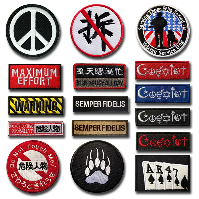 Smile warning forever loyal Patches Velcro Embroidered Creativity Badge Hook Loop Armband 3D Stick on Jacket Backpack Stickers