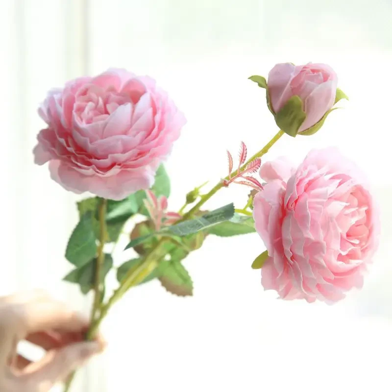3 Heads Rose European Silk Artificial Peony Flower for Home Wedding Wall Flower Decoration flower Party Decor 1pcs