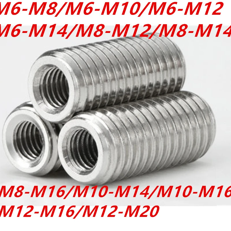 M2-M12stainless steel 304 inside outside thread Adapter screw wire thread insert sleeve Conversion Nut Coupler Convey 1216