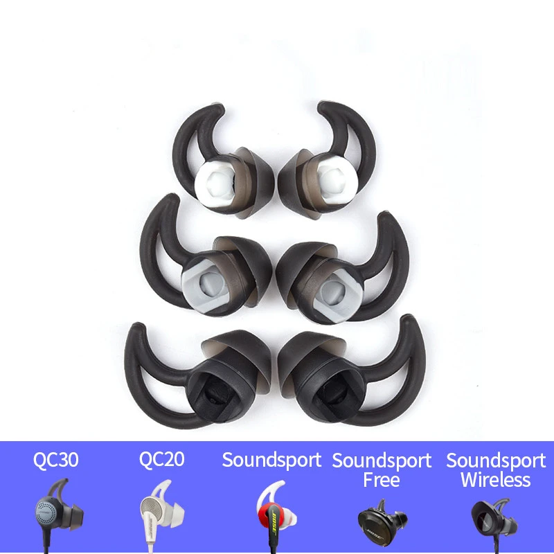 3 Pairs Silicone Earbud Tips Eartips Replacement Shark Fin Ear Plug Set For BOSE Soundsport Wileless QC20 QC30  Earphones S/M/L