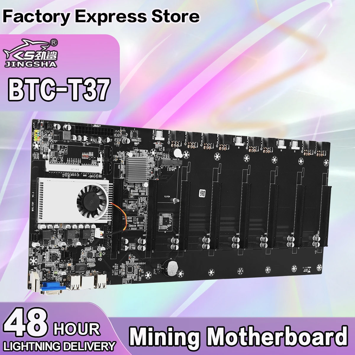 Mining Motherboard with CPU and FAN and Set 8 GPU Slots DDR3 Memory Integrated VGA Low Power Consumption Exquisite