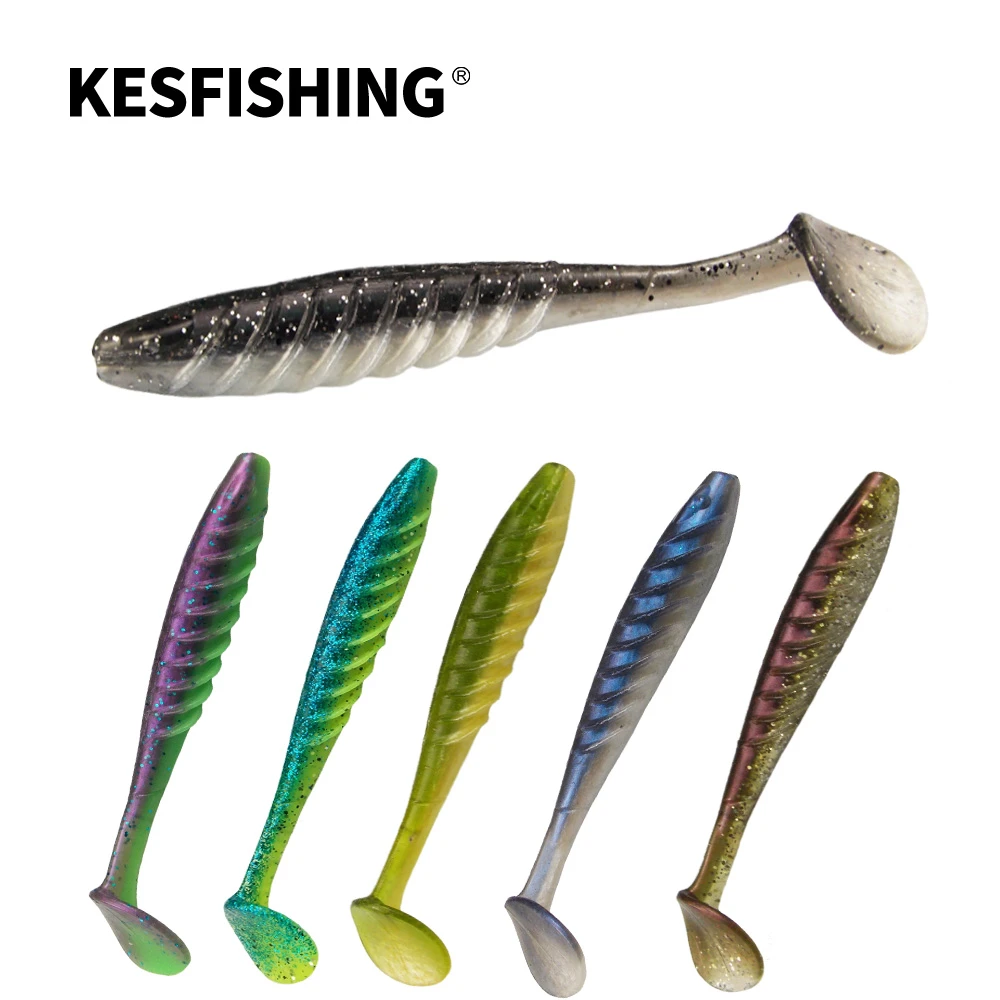 KESFISHING Fishing Tackle 2021 Ripple Shad 100mm 6pcs Peche Sea Fishing Trout Lure Soft Lure Pike Trout For Fishing