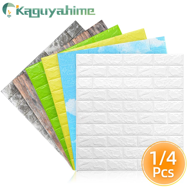 Kaguyahime Self-Adhesive 3D Wall Sticker Imitation Brick Marble Embossed DIY Home Decoration Wallpaper Kidroom Kitchen Bedroom