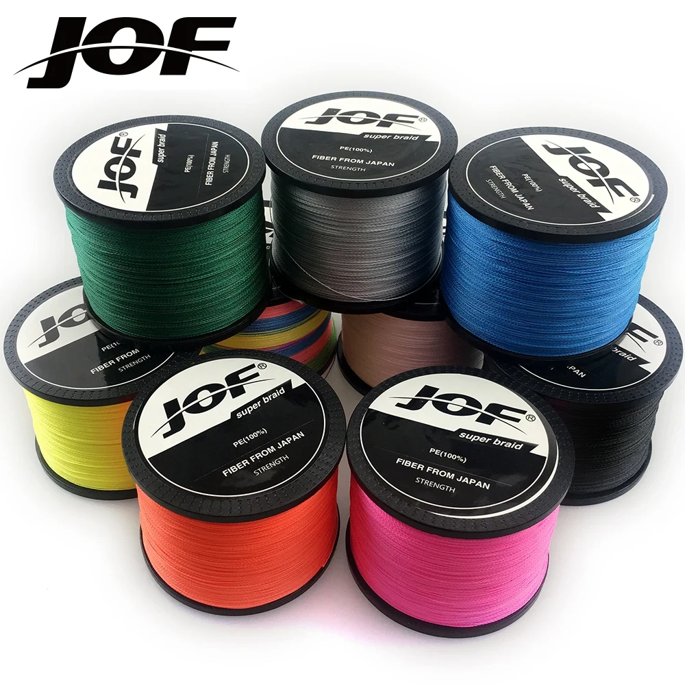 4 Strands 1000M 500M 300M JOF PE Multicolor Braided Fishing Line 4 Weave Superior Extreme Strong 100% SuperPower