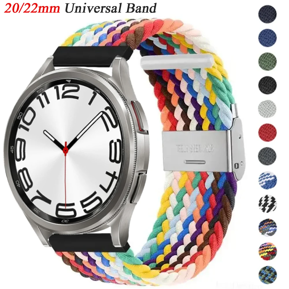 20mm 22mm Elastic Nylon Braided Solo Loop for Samsung Galaxy Watch 3 Universal Adjustable Watch Strap for Huawei GT2 Wristband