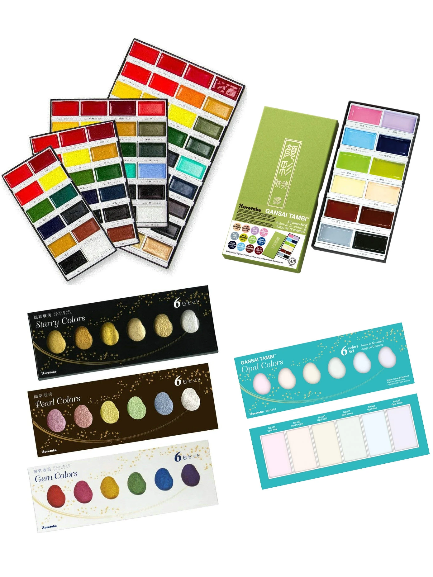 Kuretake Gansai Tambi Watercolor Paint MC20/Starry Pearl Gem New Opal 12V 12VB 18V 24V 36V 48V Colors Art Supplies
