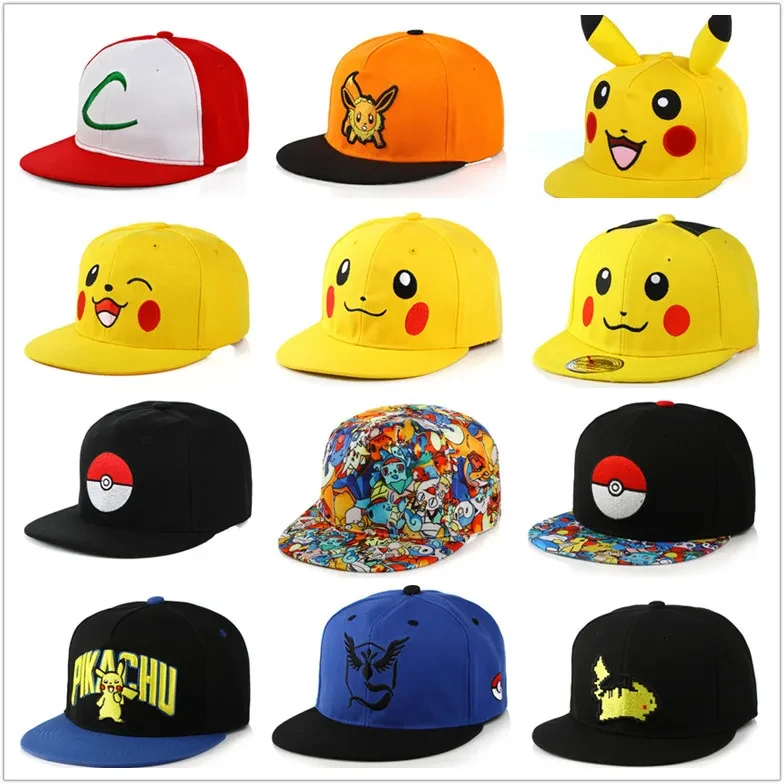 Pokemon Pikachu baseball cap peaked cap cartoon anime character flat brim hip hop hat couple outdoor sports cap birthday gifts