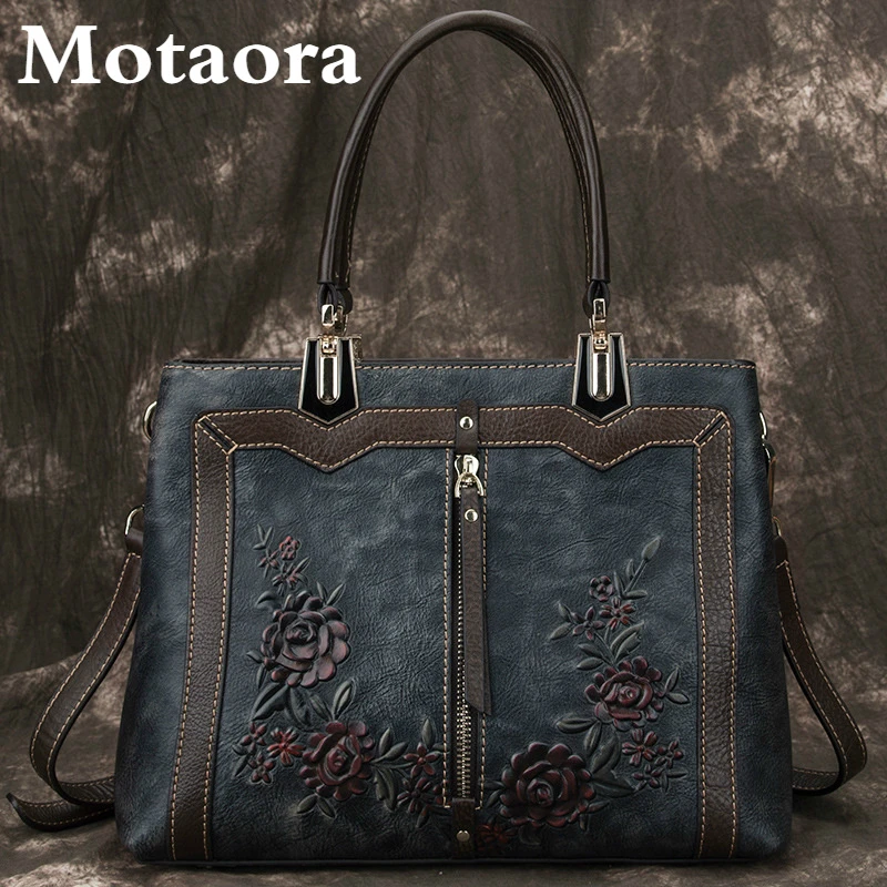 MOTAORA Women's Bag Retro Genuine Leather Luxury Handbags For Women 2021 New Handmade Crossbody Bag Large Capacity Bags Female