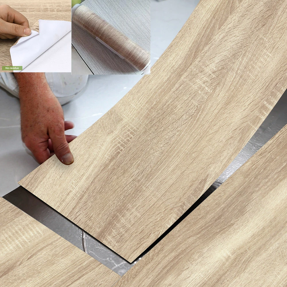 1PCS Modern Style Floor Stickers Wood Grain PVC Waterproof Self-adhesive Bedside Wall Decoration Wallpaper Kitchen Home Decor