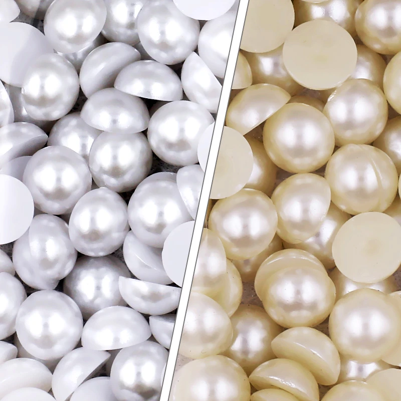 Off White Beige Half Round Flat back Pearls mix sizes 2 3 4 5 6 8 10 12mm-25mm all ABS imitation fashion beads to DIY nail art