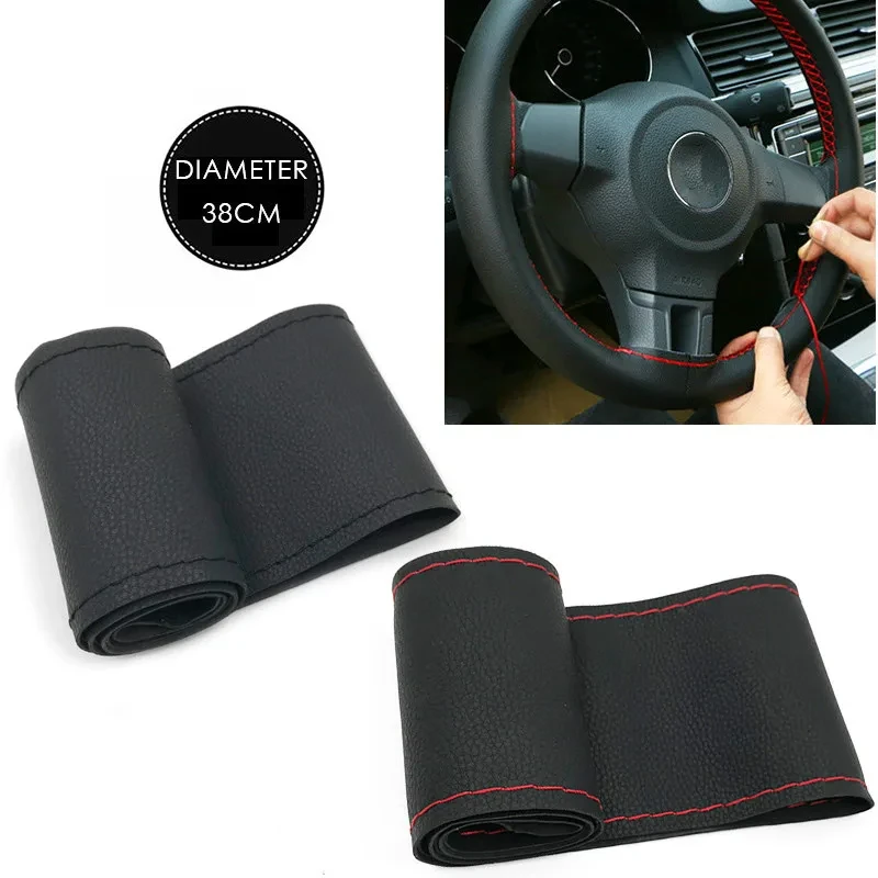 37cm/38CM DIY Steering Wheel Covers Soft Artificial Leather Braid on The Steering-wheel of Car with Needle Thread Accessories