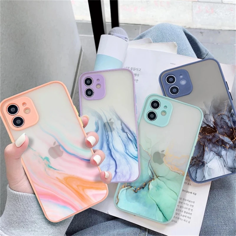 For iPhone 11 Case ink Style Soft TPU Camera Protective Cover For iPhone 12 13 Pro Max Mini XR XS Max X 7 8 Plus SE 2020 Case