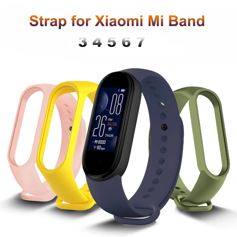 Strap For Xiaomi Mi Band 5 4 3,  Silicone Wristband Bracelet Replacement For MiBand 3 4 5, Men Women Wrist Strap for Mi Band 5