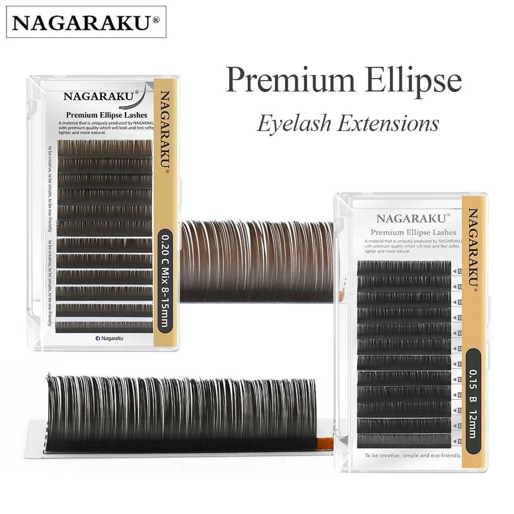 NAGARAKU Flat Ellipse Eyelashes Split Tips Shaped Soft Natural Light Magnetic Lashes Matte color Gray Eyelash
