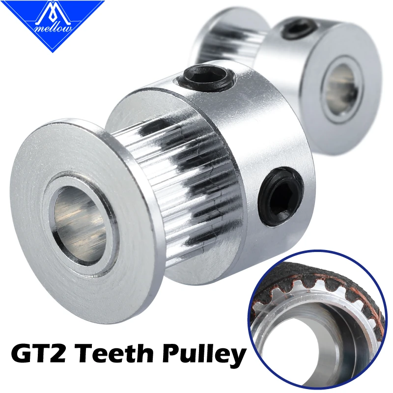 Mellow Customized 2Pcs 3D Printer parts GT2 Pulley 16Teeth/20Teeth 16/20 Teeth Bore 5mm For GATES 2GT 6mm Open Timing Belt