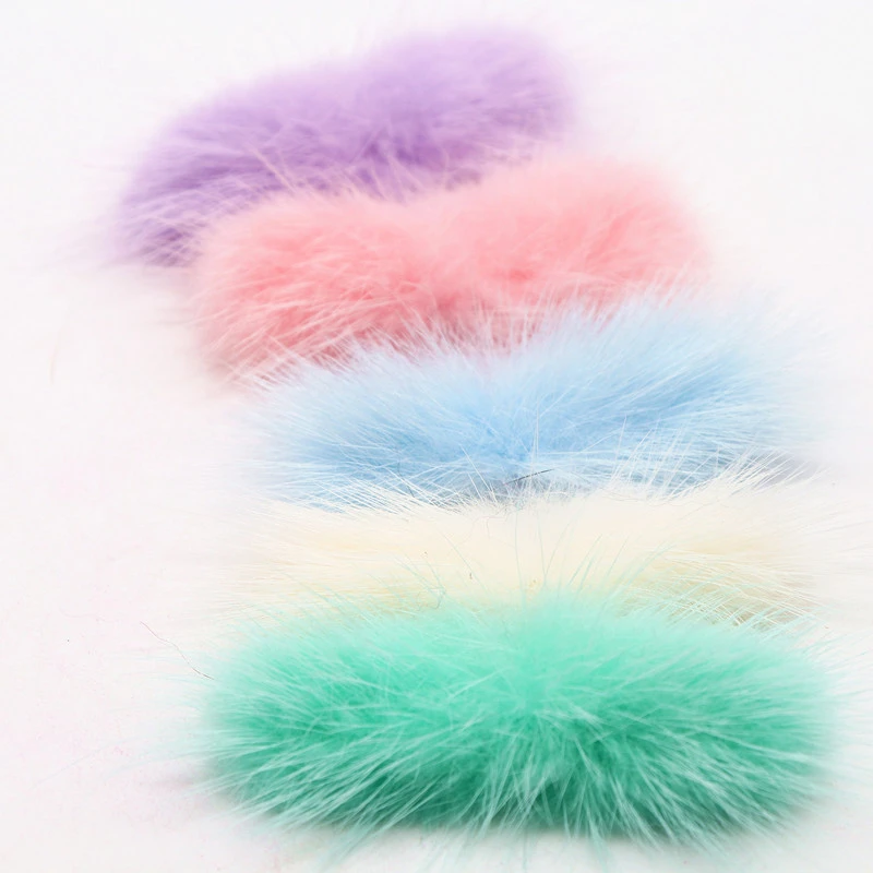 5pc/40pcs Fur Pompoms Bowknot 2-3cm*6-7cm Bow Tie Mink Pom Poms Soft Pompon DIY Hair Accessories Decor Clothing Hats Supplies