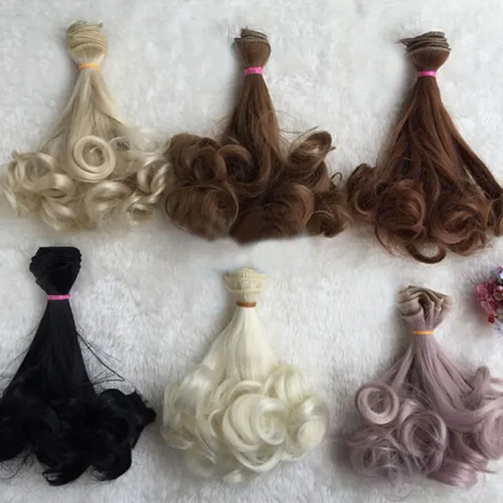 1:3 1:4 1:6 DIY Wig Hairpiece Periwig Hot Pear Curly Hair for Dolls BJD SD Puppet Tracks Doll Accessories Gradient Ramp Color