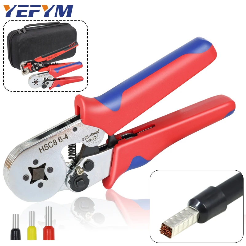 HSC8 6-4/6-6 Crimping Pliers Kit YE-1R Stripping Cutting Plier 1020pcs/box Tube Terminal Suit YEFYM Brand Electric Tools Set