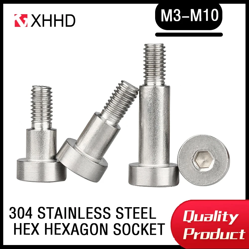 M2.5 M3 M4 M5 M6 M8 M10 Grade 304 Stainless Steel Hex Hexagon Socket Cap Head Shoulder Roller Bearing Screw Bolt High Tensile