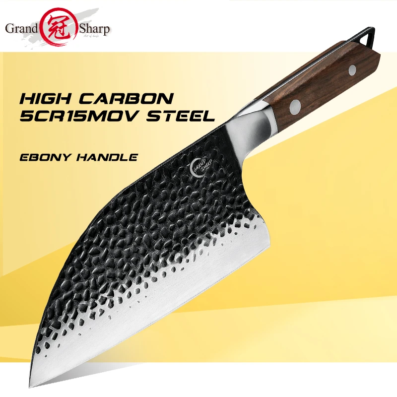 Grandsharp Chef Knife Handmade Forged High-carbon Clad Steel Kitchen Knives Cleaver Filleting Slicing Broad Butcher Knife Gift