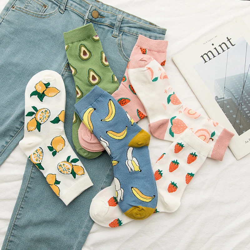 Spring And Summer Fruit Socks Boat Socks Short Banana Watermelon Hot Fashion Girls Woman Socks Women's Socks Female Feet Socks