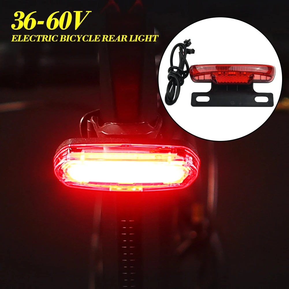 36-60V Bicycle Rear Tail light LED Safety Warning Light Waterproof  Electric Bicycle Lamp Night Cycling Bike Accessory