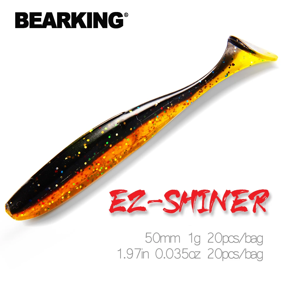 BEARKING Shiner 50mm 1g 20pcs/bag  Fishing Lures soft lure Artificial Bait Tackle jerkbaits for pike and bass