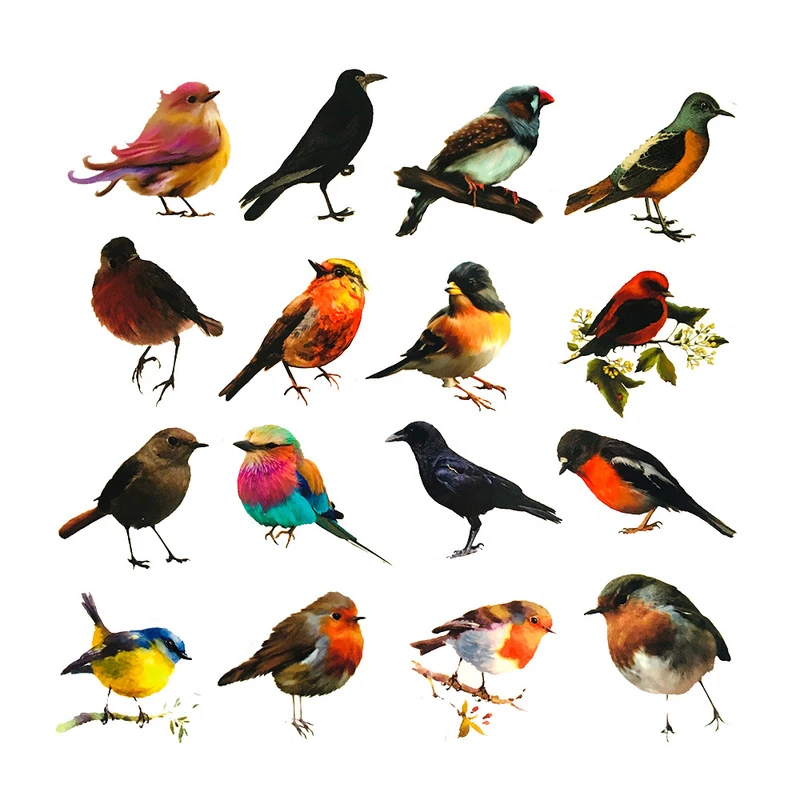 40/46/50Pcs Vintage Bird Crow Swallow Fruit Sticker DIY Craft Scrapbooking Album Junk Journal Happy Planner Decorative Stickers