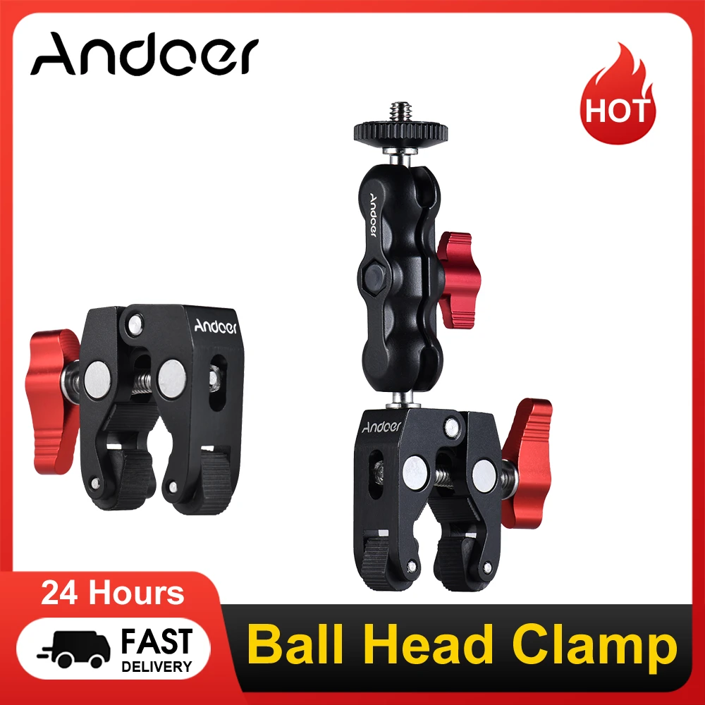 Andoer Multi-function Ball Head Clamp Ball Mount Clamp Magic Arm Super Clamp w/ 1/4