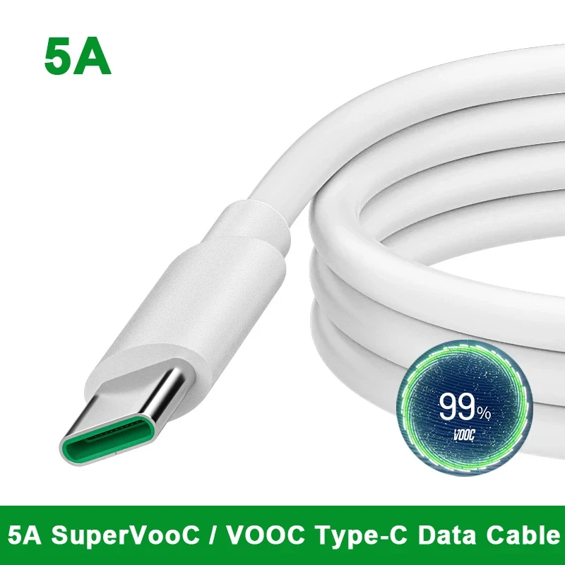 5A SUPERVOOC Fast Charging Type-C Cable For OPPO Find X2 Pro Reno 3 Ace Ace 2 X20 X2 X50 R17 R9S K5 Realme X Q QC3.0XIAOMI Mi10