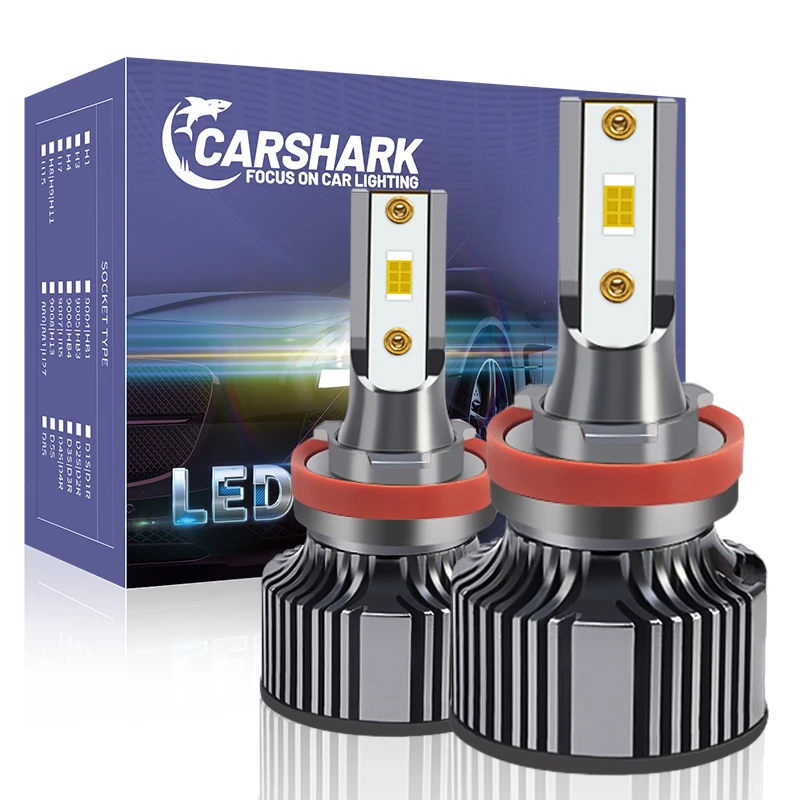 Carshark H7 Led Headlight Turbo 20000Lm H1 H4 Bulbs High Low Beam Hb3 Hb4 Lamps 4300K 6000K 8000K H8 H9 H11 9005 9006 Fog Lights