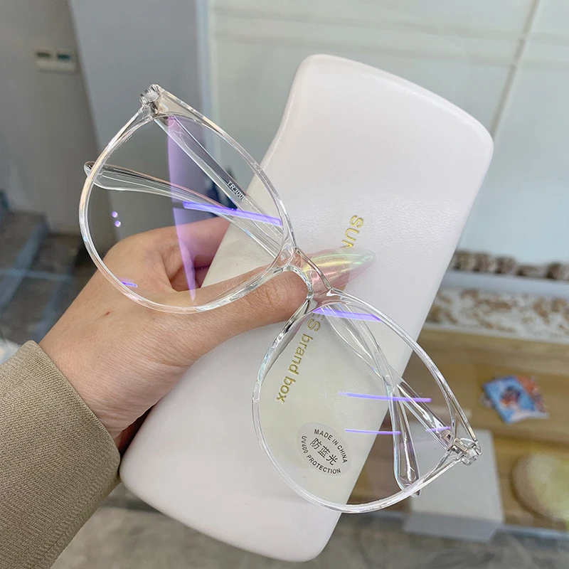 Anti Blue Light Glasses Blocking Filter Round Computer Glasses Men Women Super Light Frame Eyeglasses Pink Clear Spectacles