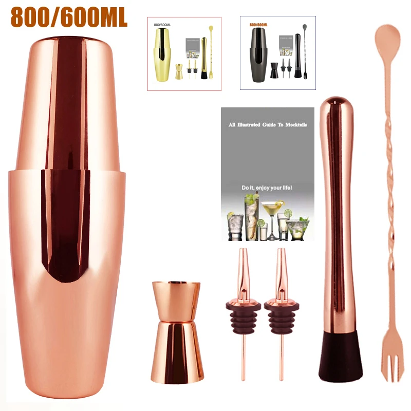 350ml/550ml/750ml Stainless Steel Cocktail Shaker Cocktail Mixer Wine Martini Drinking Boston Shaker Party Bar Tool Dropshipping