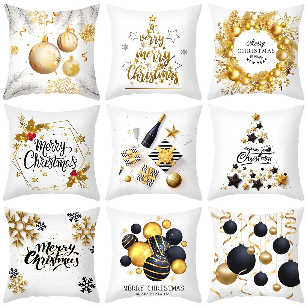 Christmas Cushion Cover Merry Christmas Decorations for Home 2021 Christmas Ornament Xmas Gifts Navidad Noel Happy New Year 2022