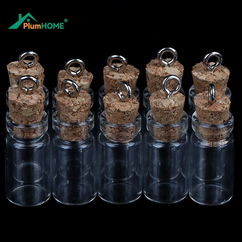 10Pcs Mini Glass Bottles Small Vials Cork Glass Jars Multi Usage Cork Wish Glass New