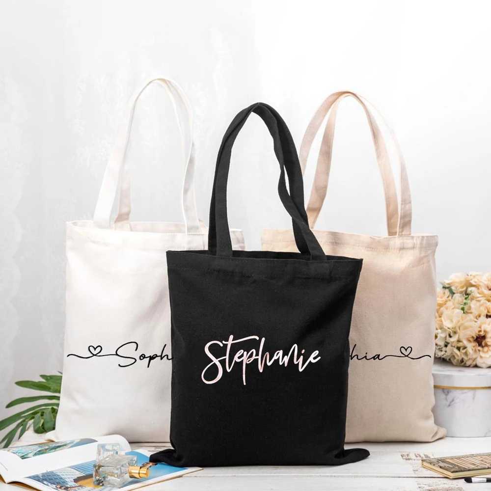 Personalized Cotton Canvas Tote Bag Bridesmaid Tote Bag Eco Handbag Tote Women Canvas Shopping Bag Casual Wedding Gifts