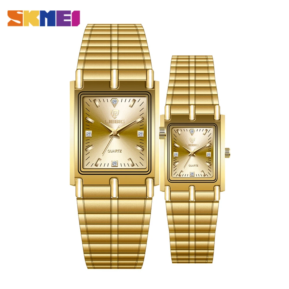 2021 Luxury Gold Steel Bracelet Wristwatches Female Male Clock Golden Quartz Watch For Men Women Watches relogio masculino L1018