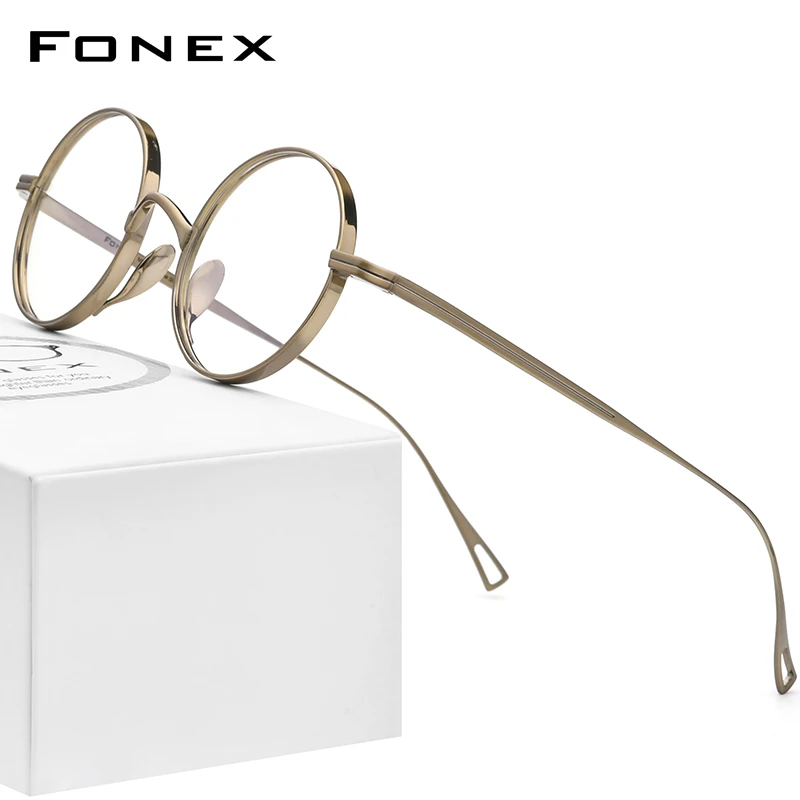 FONEX Pure Titanium Glasses Frame Men Retro Round Prescription Eyeglasses Women 2021 New Vintage Myopia Optical Eyewear F85644