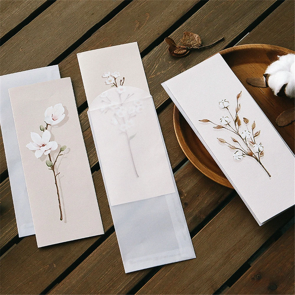 6pcs/pack Fresh Flower Sweet Translucent Envelopes Invitation Card Paper Handmade Greeting Card Letter Writing Paper Stationery