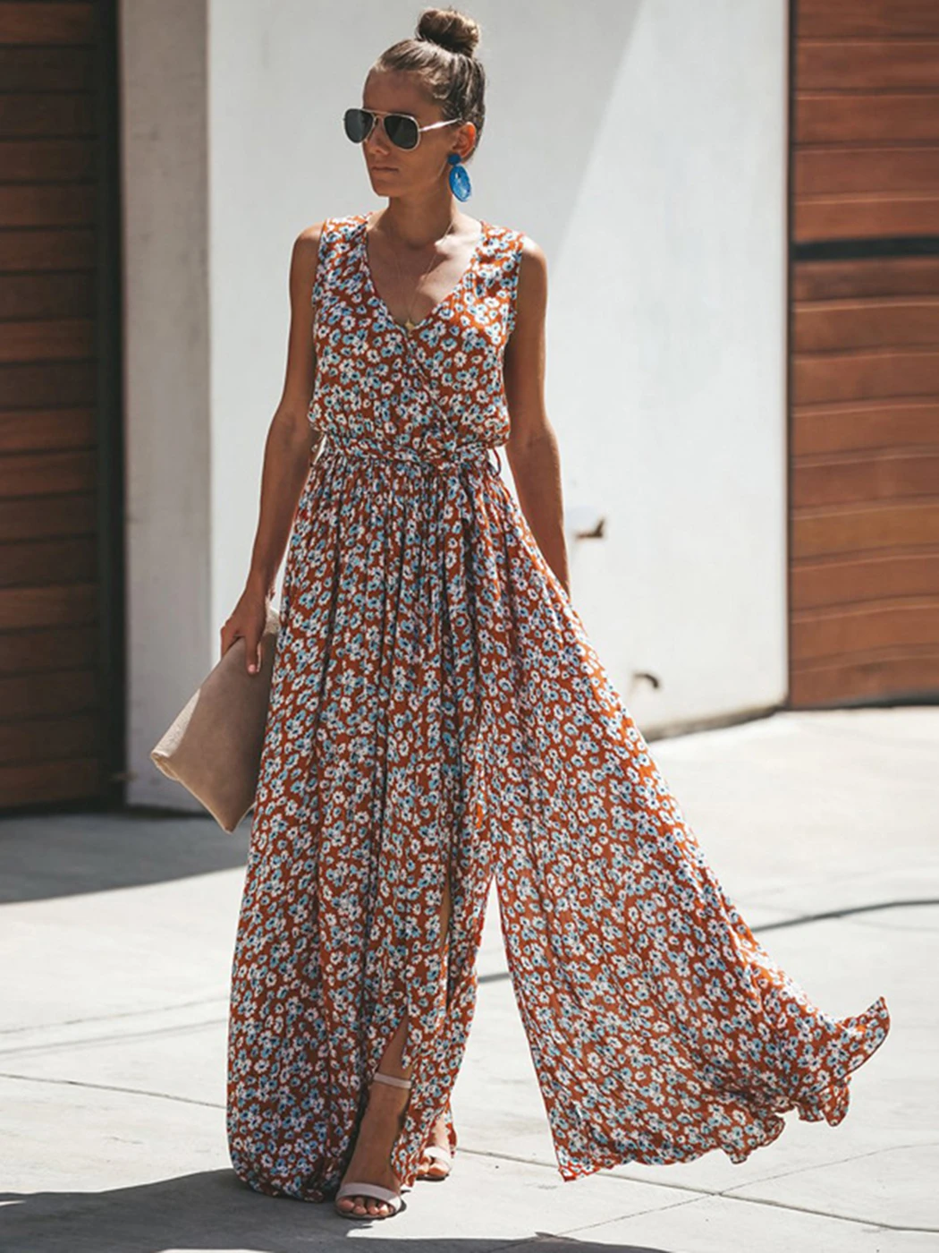 Jastie Women Summer Dress Floral Print Maxi Dresses Bohemian Hippie Beach Long Dress Women's Clothing 2021 vestidos de verano