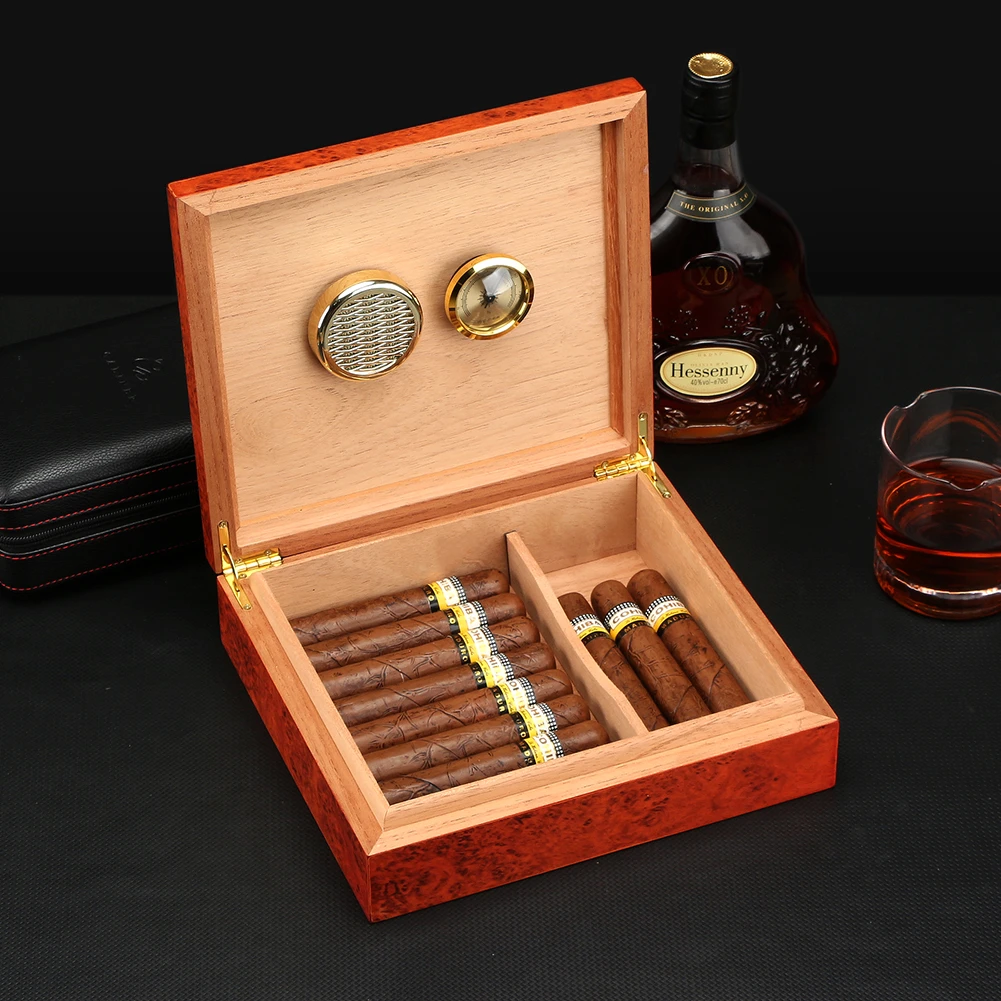 Cedar Wood Travel Humidor Cigar Box Portable Cigar Case W/ Hygrometer Humidifier Cigar Humidor Box For COHIBA Cigars