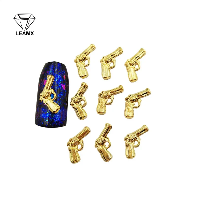 50 PCS/bag Nail Decoration Sticker 3D Pistol Shape Nail Manicure Decorative Charm Alloy Nail Stickers